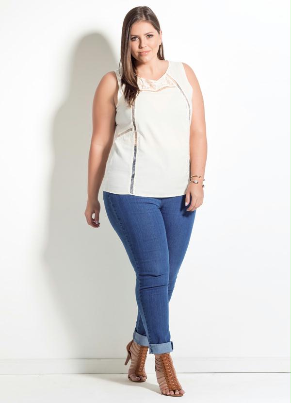 Quintess - Blusa Quintess Crú Detalhe de Renda Plus Size 4