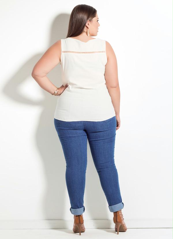 Quintess - Blusa Quintess Crú Detalhe de Renda Plus Size 5