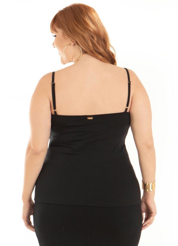 Quintess - Blusa Quintess de Alças Animal Print e Preta 6