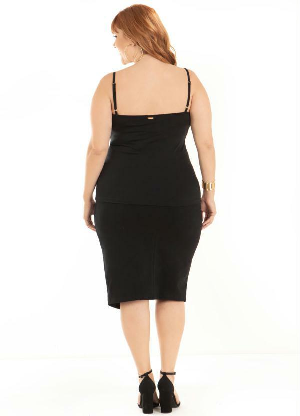 Quintess - Blusa Quintess de Alças Animal Print e Preta 9