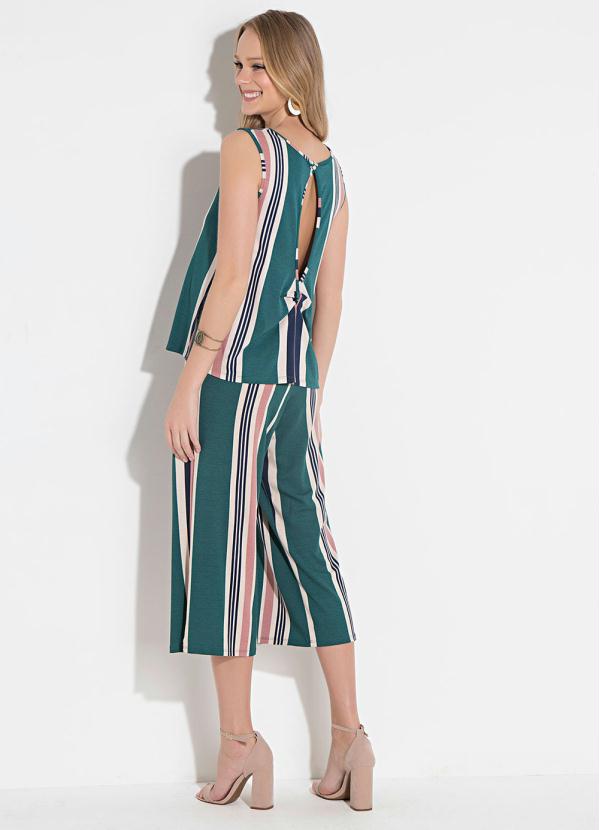 Quintess - Blusa Quintess Listrado Verde com Nó nas Costas 5