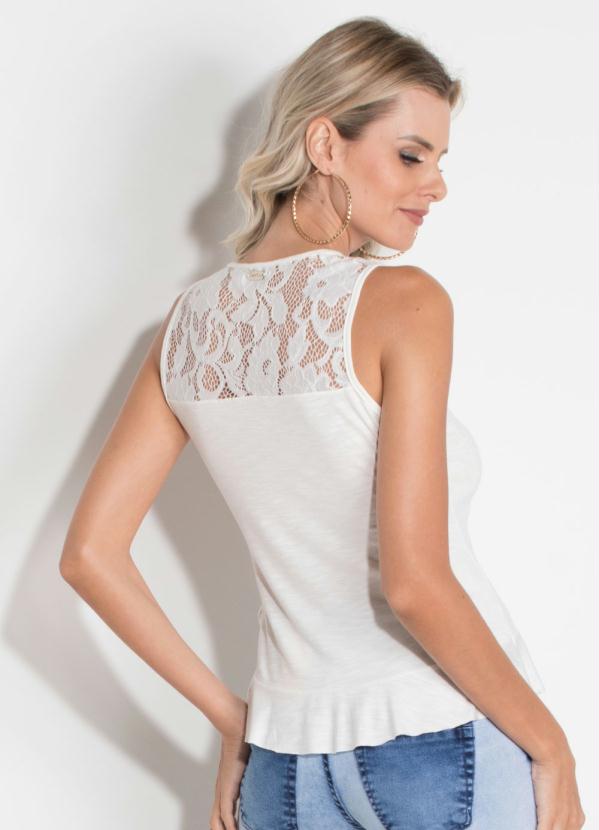 Quintess - Blusa Quintess Off White com Renda e Babado 2