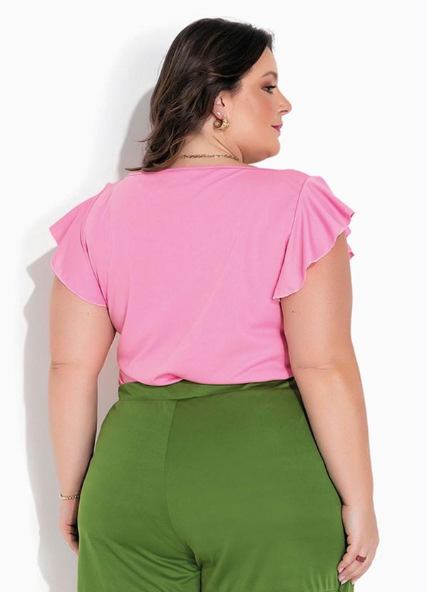 Marguerite - Blusa Rosa com Babado nas Cavas Plus Size 2