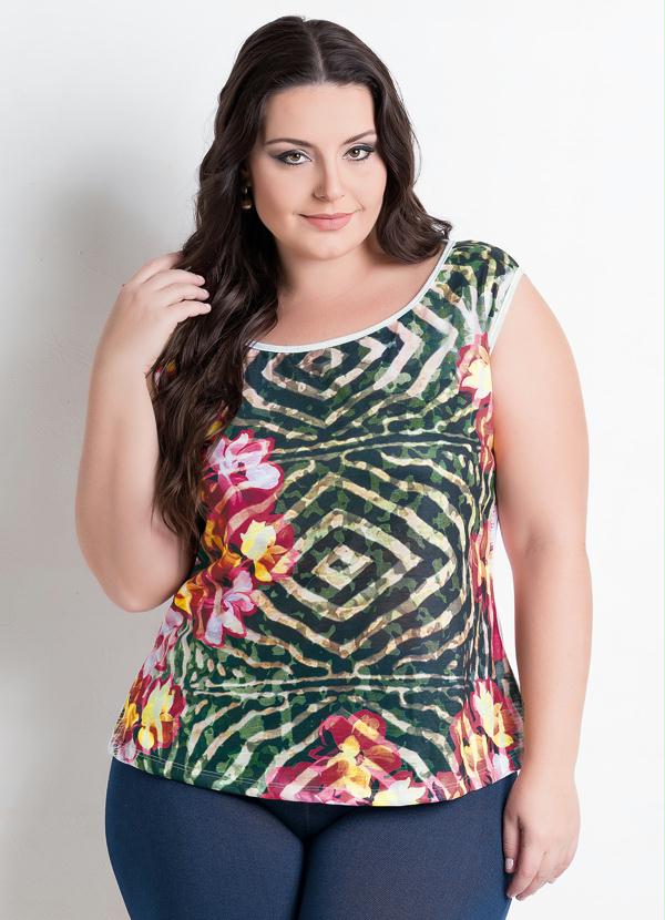 Marguerite - Blusa sem Mangas Mix Floral Plus Size