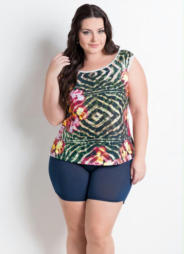 Marguerite - Blusa sem Mangas Mix Floral Plus Size 3