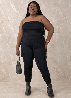 Marguerite - Top Preto com Elástico Plus Size - MARGUERITE
