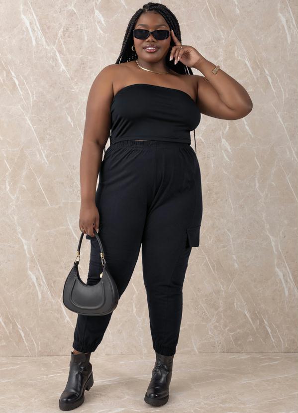 Marguerite - Top Preto com Elástico Plus Size 3
