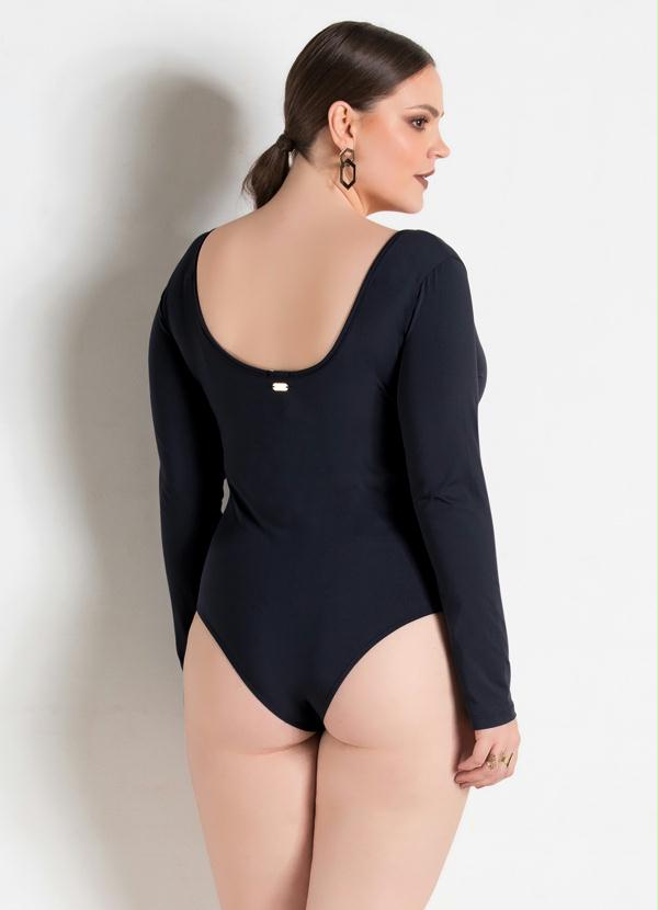 Quintess - Body Decote em V Transpassado Preto Plus Size 2