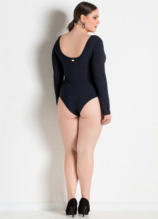 Quintess - Body Decote em V Transpassado Preto Plus Size 4