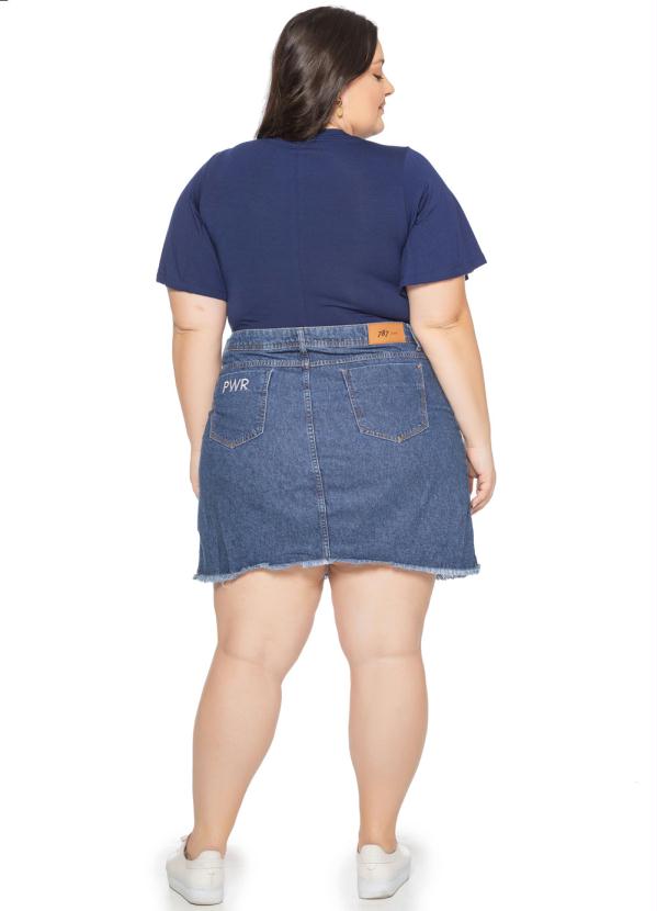 Miss Masy Plus - Body Feminino com Manga Ampla Azul Marinho 4