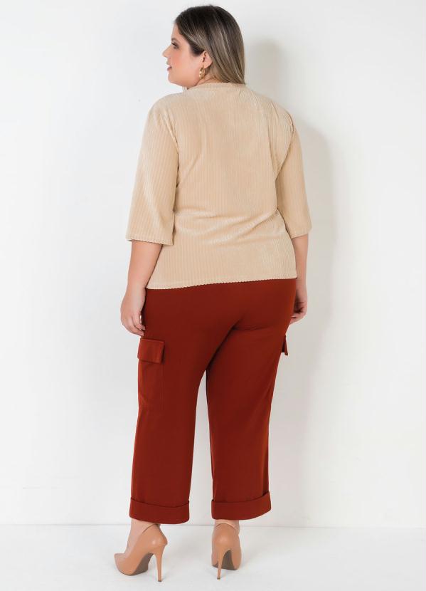 Mink - Calça Plus Size Marrom com Cinto 5