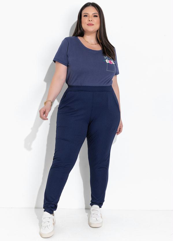 Marguerite - Calça Azul Marinho em Canelado 3