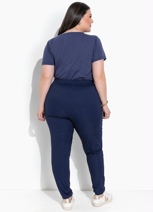 Marguerite - Calça Azul Marinho em Canelado 4