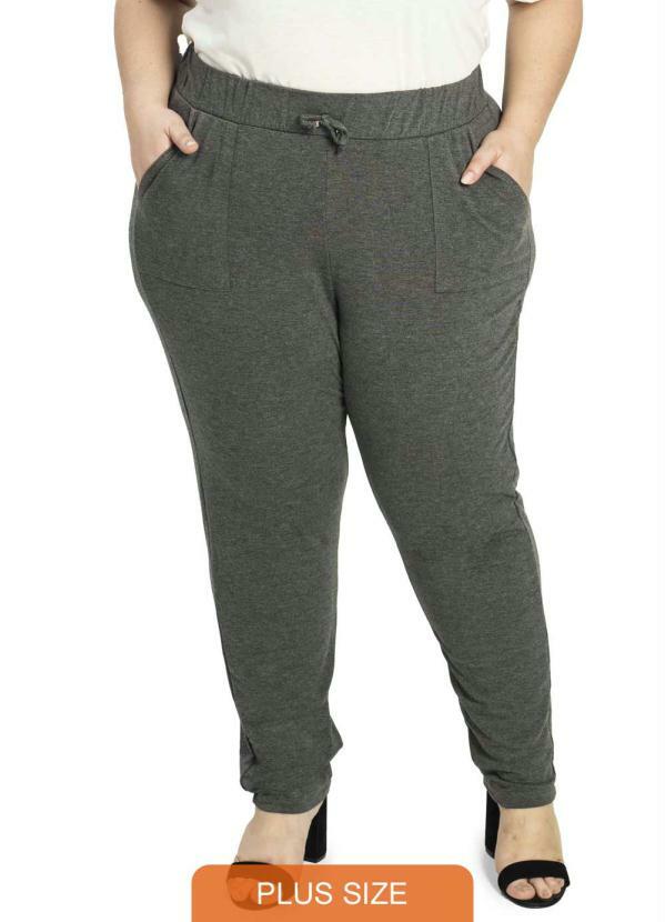 Rovitex Plus Size - Calça Feminina Comfy Cinza