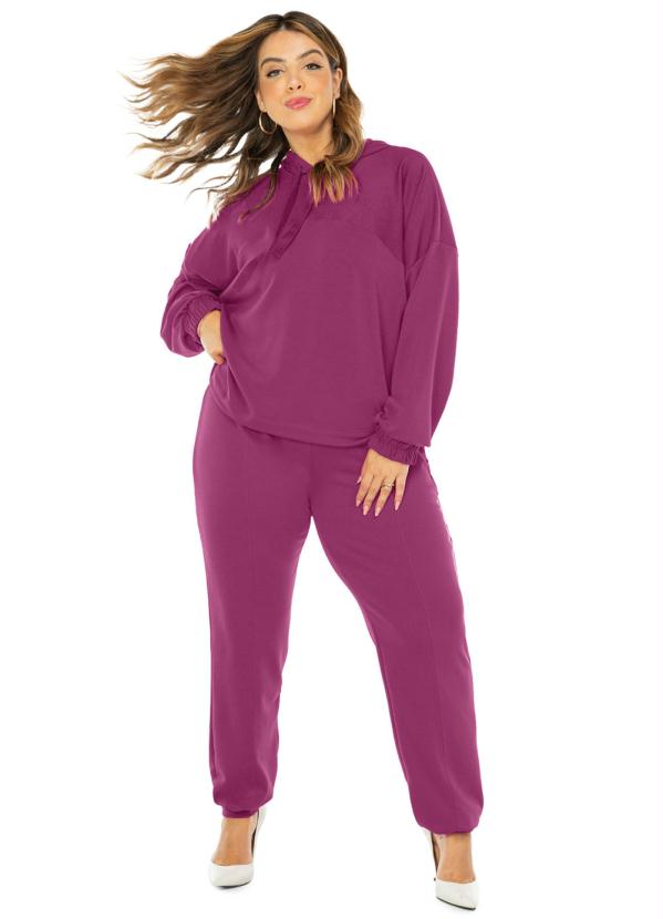Rovitex Plus Size - Calça Feminina Jogger Roxo 3