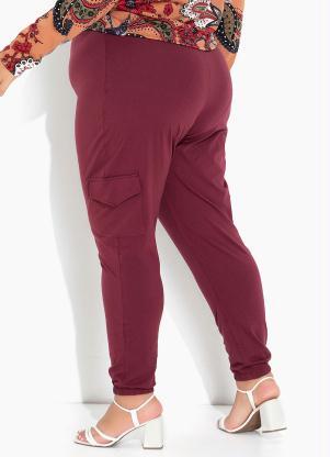 Marguerite - Calça Jogger com Bolsos Bordô Plus Size - MARGUERITE