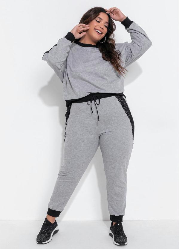 Outlet - Calça Plus Size Mescla com Renda 3