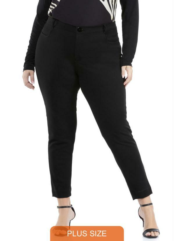 Donna Peck - Calça Scuba Crepe Plus Size Preto