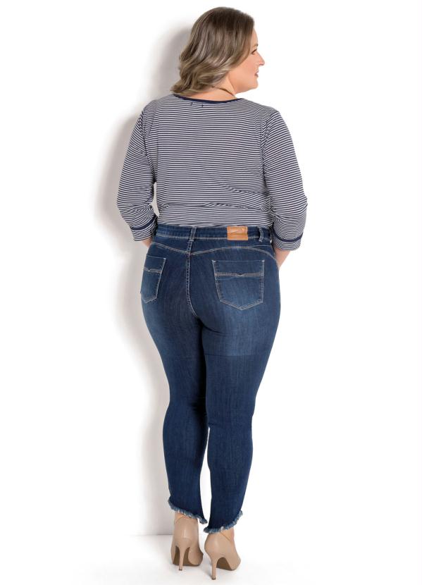 Sawary Jeans - Calça Cigarrete Plus Size Barra Desfiada Jeans 5