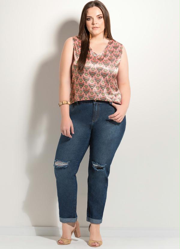 Quintess - Calça Destroyed Jeans Azul Plus Size 3