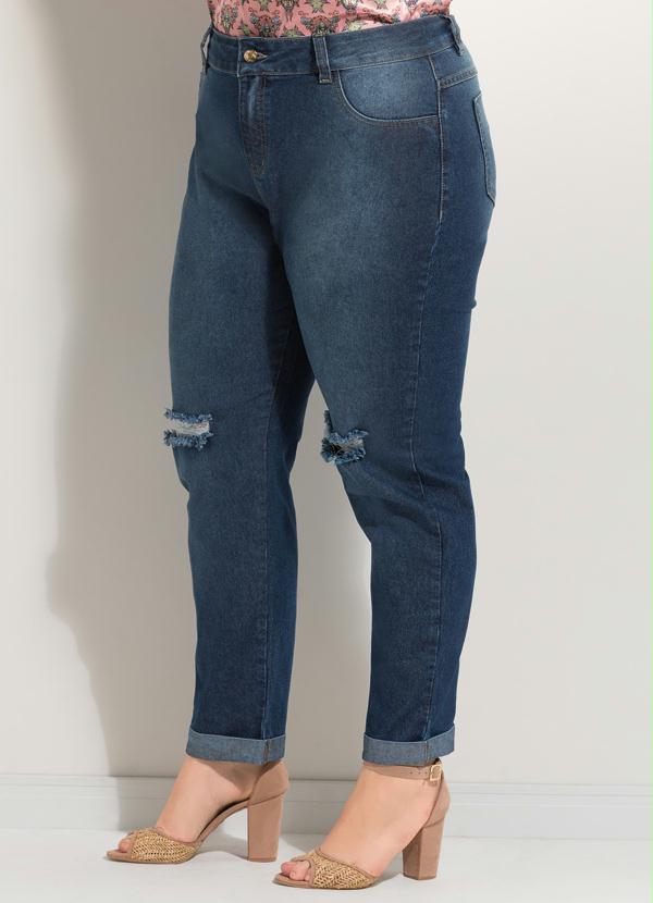 Quintess - Calça Destroyed Jeans Azul Plus Size 5