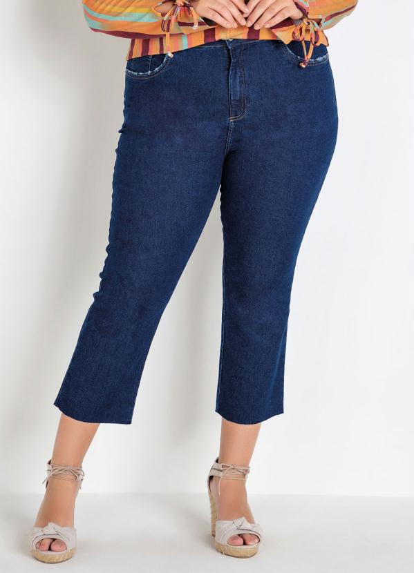 Calça Jeans Capri Plus Size Bootcut Azul Mink 7093