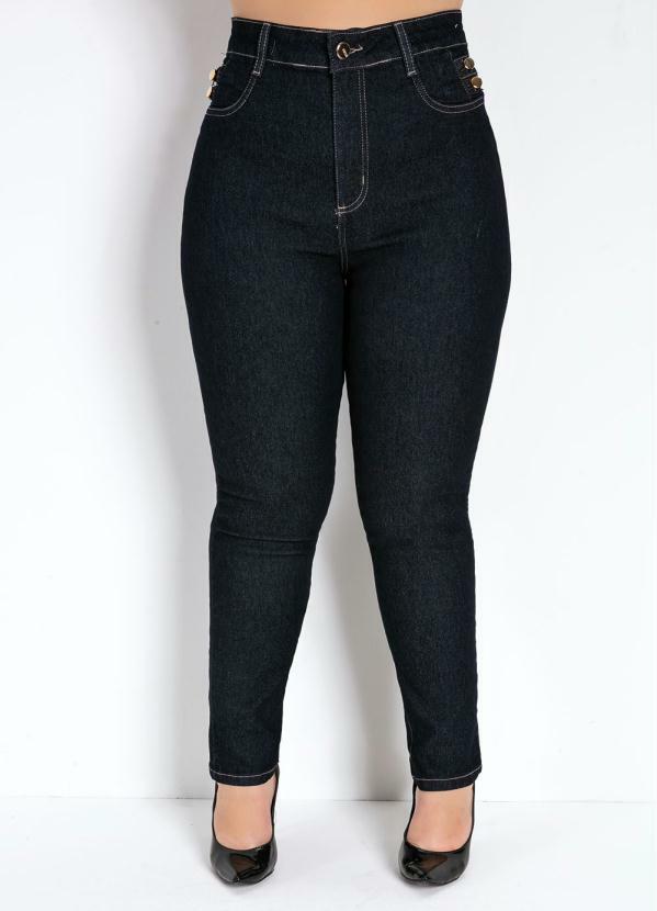 Sawary Jeans - Calça Jeans Escura Cigarrete Sawary Plus Size
