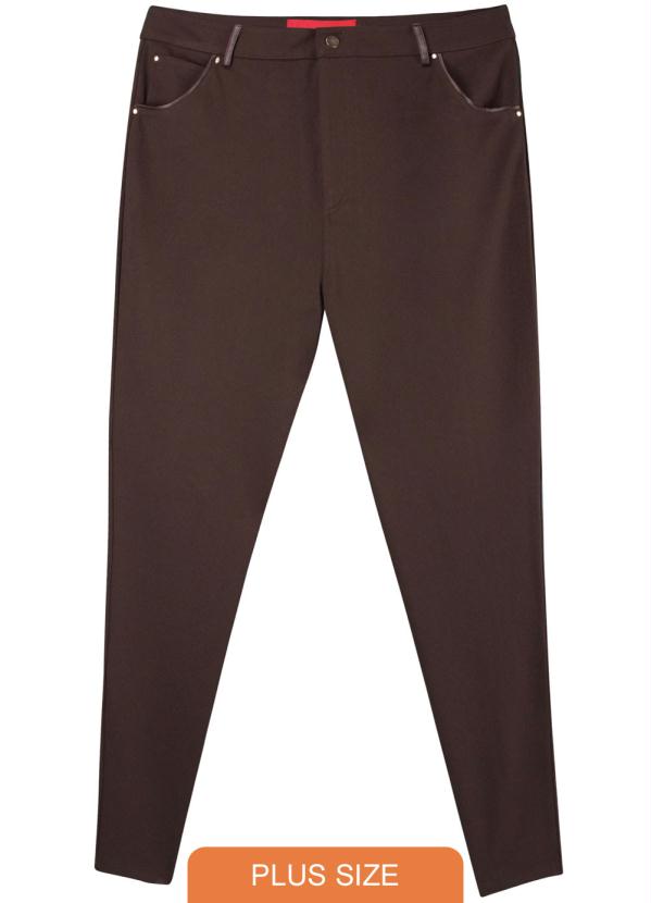 Malwee Plus - Calça Marrom Feminina em Malha Interlock
