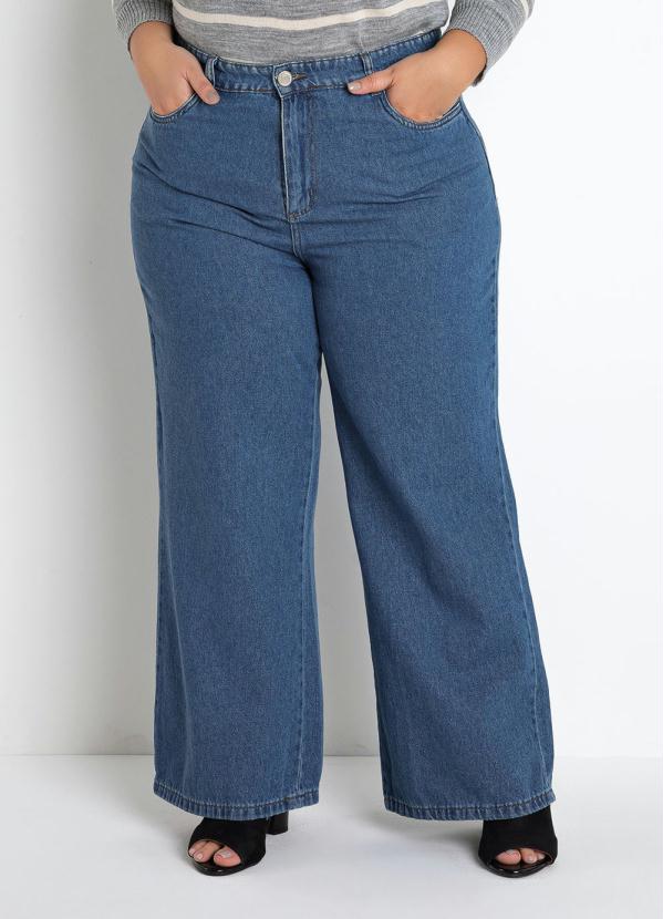SILVINHASHOP Calça Wide leg Jeans Plus Size Feminina Tamanhos Grandes