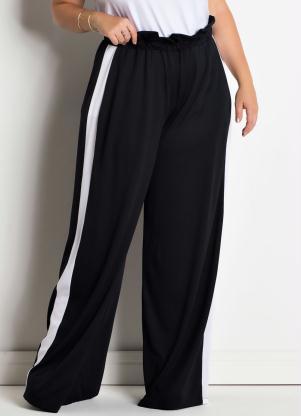 calça pantalona preto e branco