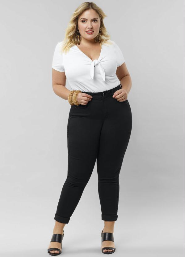 Lunender Mais Mulher - Calça Sarja com Elastano Preto Reativo 5