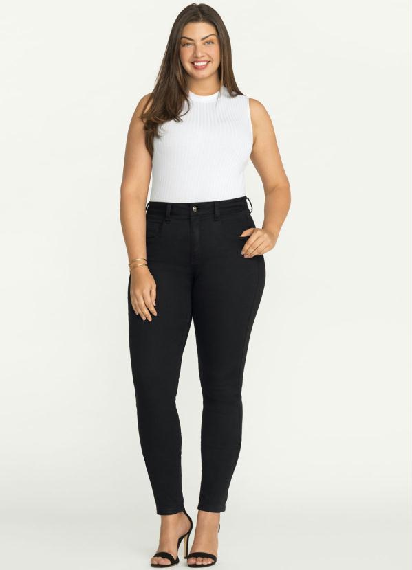 Lunender Mais Mulher - Calça Sarja com Elastano Preto Reativo 6