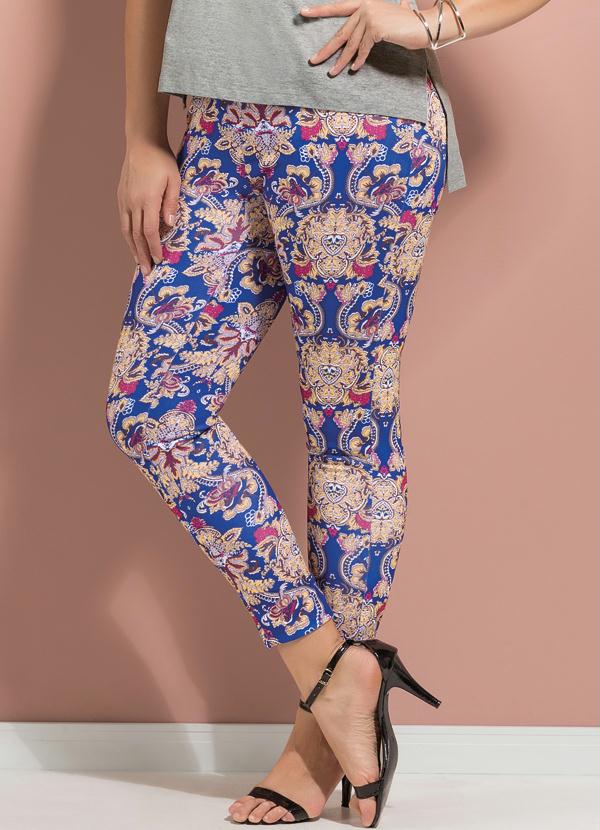 Quintess - Calça Skinny Estampada Plus Size