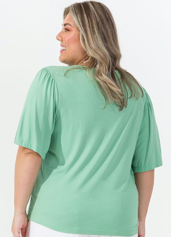 Rovitex Plus Size - Camisa Feminina de Botões Verde 2