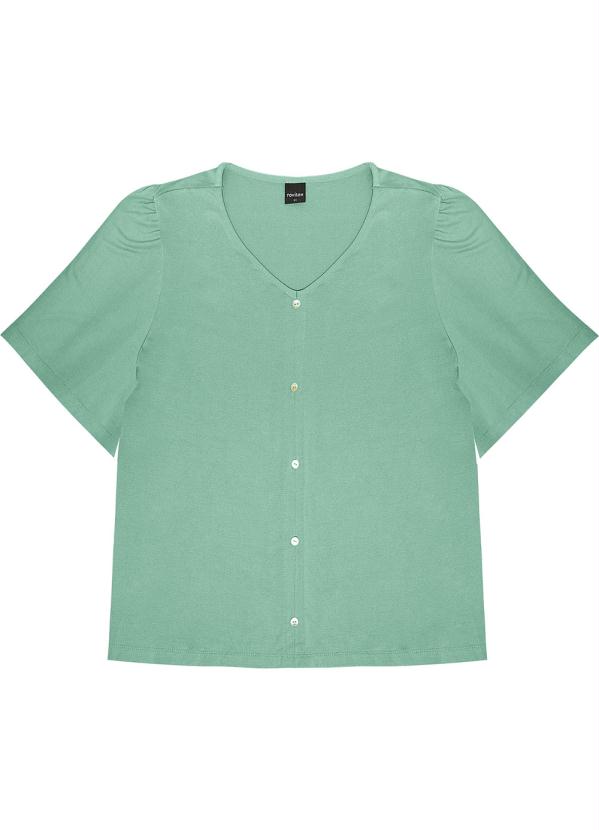 Rovitex Plus Size - Camisa Feminina de Botões Verde 4