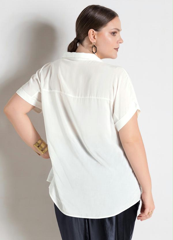 Quintess - Camisa Leve Transparência Off-White Plus Size 2