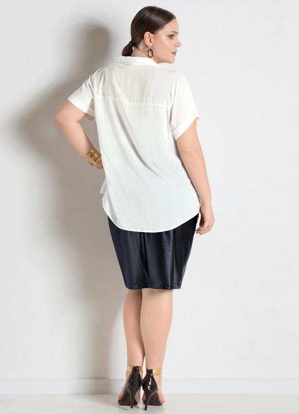 Quintess - Camisa Leve Transparência Off-White Plus Size 4