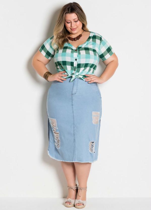 Marguerite - Camisa Xadrez Plus Size com Botões 3