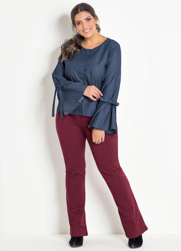 Marguerite - Camisa Jeans Plus Size com Mangas Flare 3