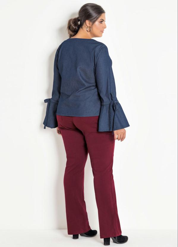 Marguerite - Camisa Jeans Plus Size com Mangas Flare 5