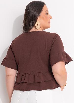 Marguerite - Blusa Marrom em Malha de Algodão - MARGUERITE
