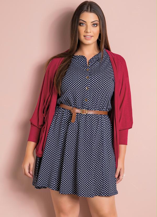 Quintess - Cardigan Leve Bordô Plus Size