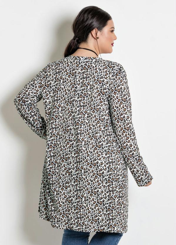 Marguerite - Cardigã Alongado Plus Size Onça 2