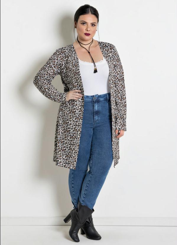 Marguerite - Cardigã Alongado Plus Size Onça 3