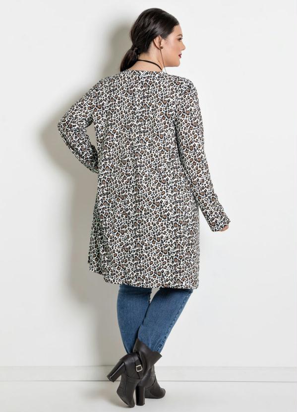 Marguerite - Cardigã Alongado Plus Size Onça 4