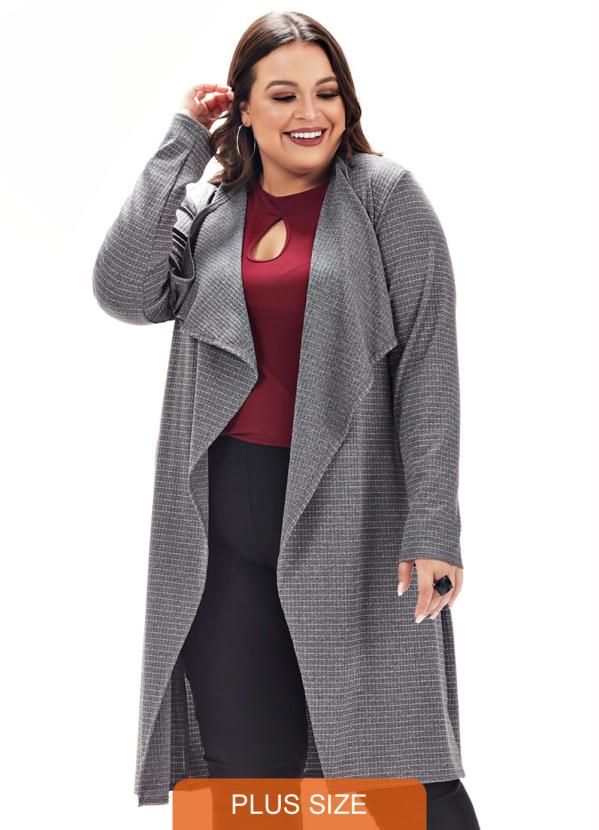 cardigan canelado plus size