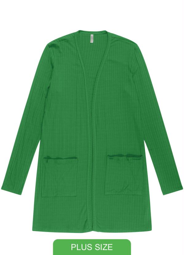 Habana - Cardigan Canelado Plus Size Adulto Verde 1