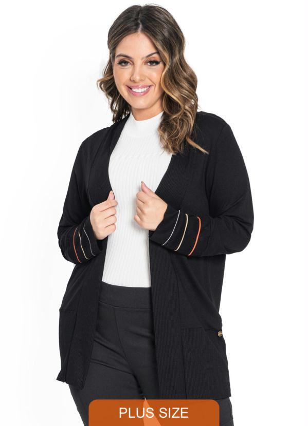 Cardigan Feminino de Molecotton Lines Preto - Secret Glam