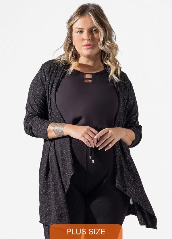 cardigan plus size preto