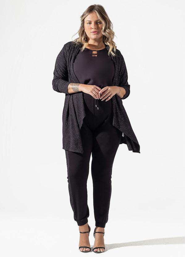 Secret Glam - Cardigan Feminino Plus Size Preto 2